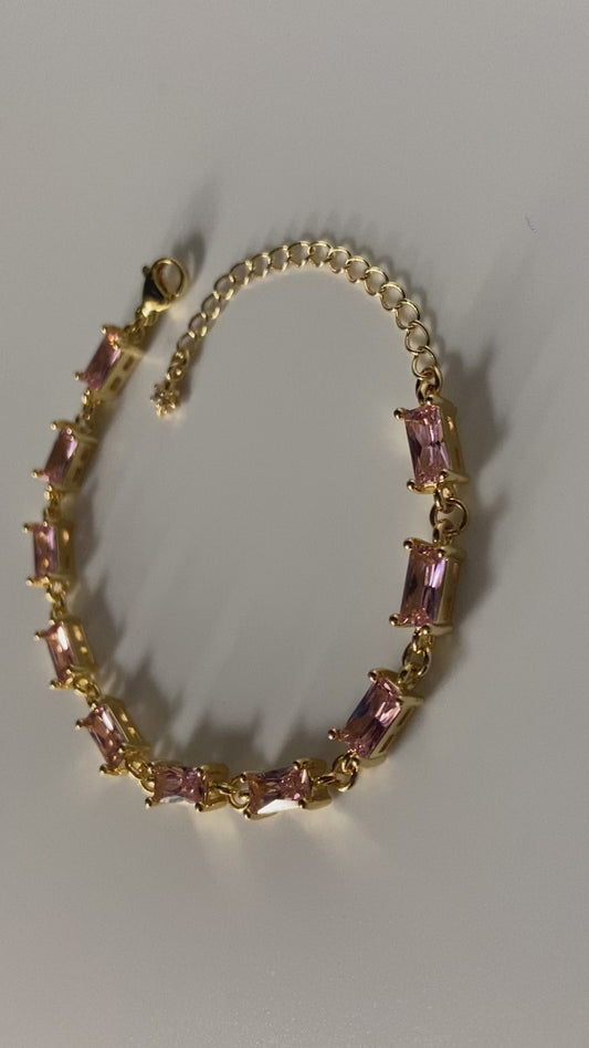 Venus Mini Baguette Bracelet - Pink