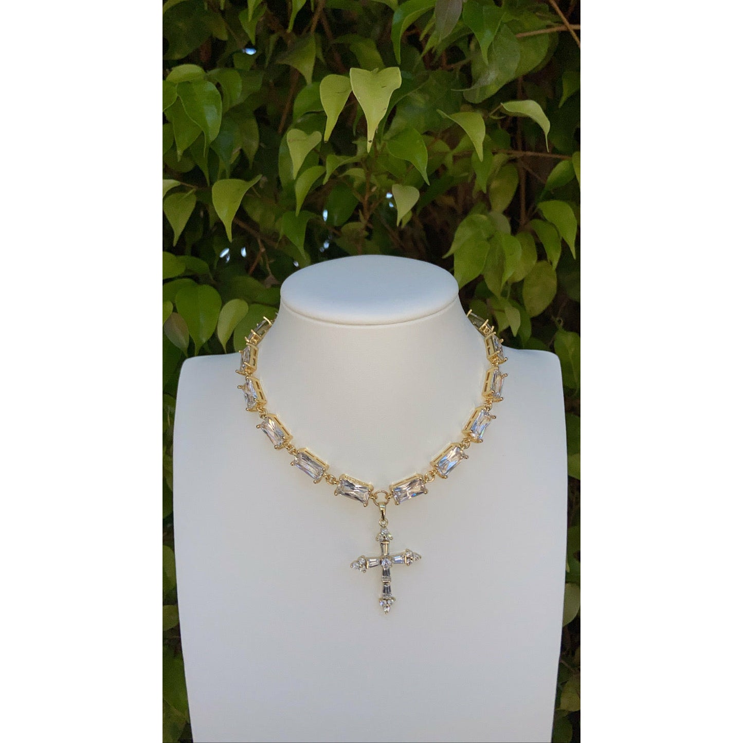 Venus Baguette Cross Necklace